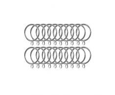 LANGING - 20 Cortinas con Anillas de Gasa y Ojales fijos, Barra de Cortina de Metal Plateada de 38 mm