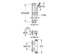 Grohe Grohtherm 2000 - Conjunto de ducha termostático con juego de ducha (600mm) Ref. 34195001