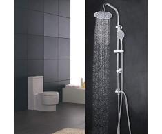 Elbe Columna de ducha sin grifo, sistema de ducha de acero inoxidable para el baño, juego de ducha con ducha superior redonda y ducha de mano