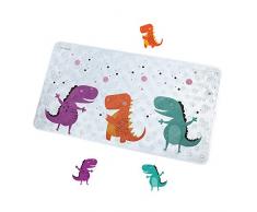 Alfombra Antideslizante de Baño para Niños Bebés Seguridad Alfombrilla Antideslizante para Bañera o Ducha con Ventosas,Resistente al Moho,Natural PVC,70 x 40 cm (Dinosaurio)