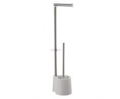 LOLAhome Escobillero portarrollos de baño de Acero Inoxidable Minimalista para Cuarto de baño (Blanco)