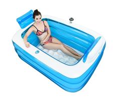 Bañeras con Jacuzzi Hinchable Baño Doble Adulto Lavabo Doble Barril de baño baño Infantil de plástico (Color : Blue, Size : 165cm/65inch)