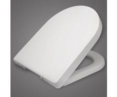 WOLTU WC Tapa y Asiento para Inodoro, Asiento de Inodoro de Plástico con Cierre Suave Lento, bisagras Ajustables Fácil Instalación Blanco WS2543