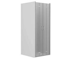 vidaXL Mampara Ducha Frontal 2 Puertas Plegables Cristal Seguridad Vidrio Templado ESG Aluminio Cabina Baño Transparente Cierre Plato Bañera 85x185 cm