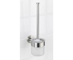 Wenko Escobillero Mural, Acero Inoxidable, Plata Mate, 14x10x35 cm
