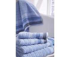 Catherine Lansfield - Toalla de baño (90 x 140 cm, 100% algodón), diseño de Rayas, Color Azul