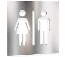 Letrero para WC minusválidos - señalización autoadhesiva de acero inoxidable para el baño discapacitados - instalación sin herramientas - rótulo para inodoro - INOXSIGN C06