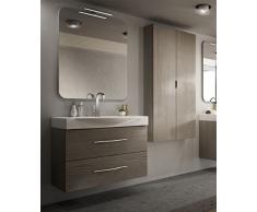 Arredobagnoecucine Mueble de baño Moderno New York suspendido alerce, tamaño CM 104, con Espejo, Lavabo y Columna