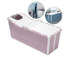 JQXB Bañera, Tina De Baño Plegable para Adultos, Gruesa y Duradera, Ducha portátil, hidromasaje, Largo Tiempo de Aislamiento con Cubierta,Rosado