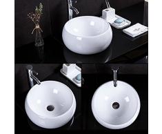 HomeLava Lavabo de Cerámica Sobre Encimera Redondo 32 x 15cm,Blanco