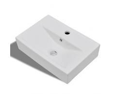 Festnight- Lavabo de Cerámica Rectangular con Agujero Blanco 465 x 320 x 115 mm