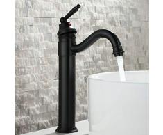 HomeLava Grifo de lavabo Grifería monomando alto Grifo de baño Giratorio 360 °, Negro