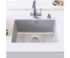 vidaXL Fregadero Cocina 1 Seno Gris Granito Fregadero Lavabo Caño Lavaplatos