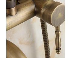 Continental Vintage High-end bathroom Todo cobre Tallado Circular Handheld Shower Top spray Shower Caliente y frío Dual use Conjunto de ducha montado en la pared