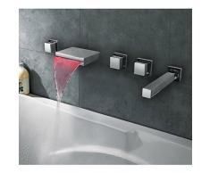 UHM 5pcs amplia bañera cascada Bañera Ducha Grifería monomando de latón cromado