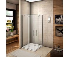 Mamparas Cabina de Ducha cristal 5mm Puerta Abatible de Baño 80x100x190cm