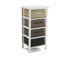 Versa Gavle Mueble para el Baño Auxiliar, Cajonera con 4 cajones para organizar, Almacenaje Moderno y Divertido, Medidas (Al x L x An) 73 x 28 x 37 cm, Madera y Poliéster, Color Marrón