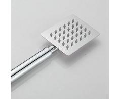 Alcachofas fijas para ducha Baño Ducha de mano de acero inoxidable Manguera de ducha pulida Soporte de montaje de ducha, Cabezal de ducha de electrochapado circular cuadrado