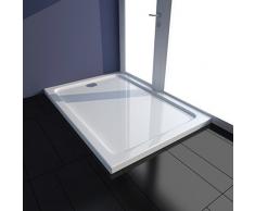 vidaXL Plato Ducha Rectangular Antideslizante ABS Blanco 70x100 cm Placa Baño