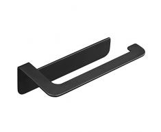 WEISSENSTEIN Portarrollos Baño Negro | Soporte de Acero Inoxidable papel higienico | Portarrollos papel higiénico Sin Taladro | 16 x 5,5 x 8 cm