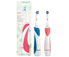 Marca Amazon -Solimo Cepillo de dientes con pilas + 1 capezal de cepillo Clean Plus (pack de 2)