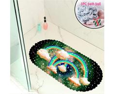 Alfombra Baño Antideslizante para Ducha o Bañera, Morbuy Simple Arco Iris 3D Impresión Alfombrillas PVC Estera con Ventosas Fuertes Antibacterial Duradera (35 * 70cm,Verde Oscuro)