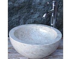 Guru-Shop Lavabo Redondo con Encimera de Mármol Macizo, Lavabo, Lavabo de Piedra Natural Para el Lavado a Mano - Ø 35 cm Modelo 17, Gris, Lavabos, Lavabos Bañeras