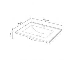 ARKITMOBEL 305921O - Lavabo PMMA Color Blanco, Pila lavamanos Rectangular baño, Medidas: 61,5 cm (Largo) x 18 cm (Alto) x 46 cm (Fondo)