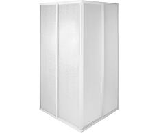 tectake 800522 Mampara de Ducha para Cabina | Marco de Aluminio Inoxidable | 2 Puertas Correderas de Plástico - varias Tamaños (80x80x185cm | No. 402752)