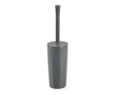 mDesign Portaescobilla para baño en plástico – Clásico escobillero con escobilla de váter para el cuarto de baño o el aseo de invitados – Práctica escobilla de baño con soporte de pie – gris pizarra