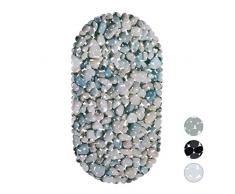 Relaxdays Alfombrilla Bañera, Apariencia de Piedras, Antideslizante, con ventosas, Lavable, 36 x 68 cm, 1 Ud, Colorido, PVC