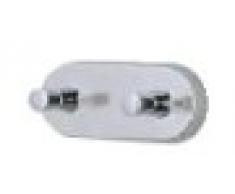 Spirella colección Sidney, Gancho Auxiliar Porta-Toallas Doble 11x4, Metal Cromado Inoxidable y Porcelana, Blanco