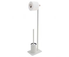 Sealskin Brix Portarrollos con Escobillero, Metal, Madera, Blanco