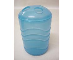 VASO BAÑO CEPILLOS DE DIENTES PLASTICO ONDAS AZUL