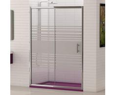 Mamparas de Ducha FRONTAL corredera - EstiloBaño® MIAMI - Fijo y Puerta corredera- SERIGRAFIA 2 hojas cristal templado - Varias Medidas Disponibles - Ancho 140 cm (adaptable 137 a 140 cm)