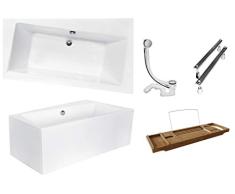 BESCO INFINITY Bañera 160 x 100 cm acrílico SET Delantal Sifón bañera esquina bañera blanco diseño moderno desagüe derecho