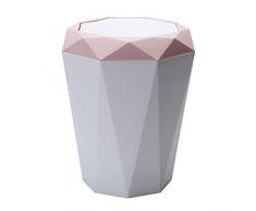 Fablcrew. Papelera de plástico con Tapa basculante para Oficina, casa, Cuarto de baño, Cocina o Dormitorio, Rosa, 28.6 * 25CM