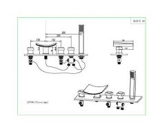 UHM Lujo LED cromo latón bañera lavabo Grifo monomando de ducha de mano W/ABS