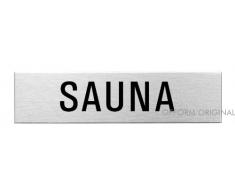 Ofform Placa de puerta l Señal acero inoxidable I "Sauna" l 160x40 mm l No.8443
