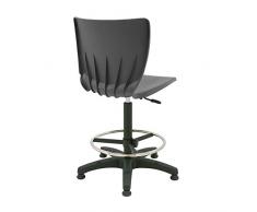 Taburete Giratorio y estático de Trabajo o Estudio Mono Carcasa de Polipropileno Flexible Resistente y fácil Limpieza con aro reposapiés Cromado y pies fijos incluidos - Color (Antracita)