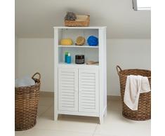Relaxdays Lamell Armario de Baño, Bambú, Blanco, 50x25.5x92 cm