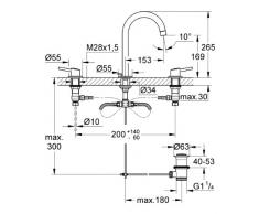 Grohe Concetto - Bateria lavabo L caño alto vac. Ref. 20216001