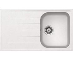 Respekta By Schock Fregadero Cocina Lavabo Granito Fregadero Integrado Lavabo Granito Fregadero 86 X 50cm Incl. Giro Excéntrico - blanco, 86x50 cm