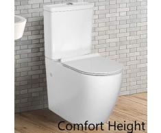 WC de altura confortable con inodoro cerrado con inodoro de lujo para discapacitados ancianos, inodoro de altura elevada, inodoro cerrado, diseño moderno, redondo elegante