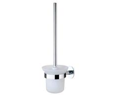GERUIKE Escobilla Baño Inodoro Cepillo del Escobilla de baño escobillero Acero Inoxidable con Acabado Pulido Resistente al óxido Soporte Montaje en Pared sin Taladro Plateado