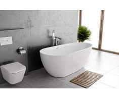 VIRTAUS KRï FT 130 x 70 cm Exclusiva bañera independiente en blanco + desagüe Click Clack