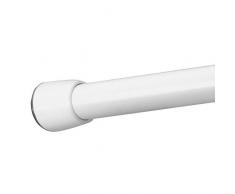 iDesign Barra para cortinas de ducha, soporte para cortinas de baño de tamaño largo y de acero, barra telescópica extensible para instalar sin taladro, blanco