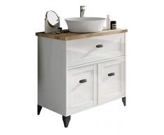 Pitarch Mueble baño Vintage Cottage Color Blanco y Cambrian con Lavabo encimera cerámico 82x47 Sin Espejo