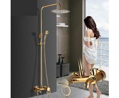 Alcachofa de bañera de lujo Latón dorado grifo de baño sola manija montado en la pared ducha de mano grifo montado en la pared conjunto de Alcachofa de ducha cromo pulido