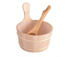 luminiu Juego de Accesorios de Madera para Sauna,Sauna Wooden Bucket Pail Ladle with Linner Combined Set Sauna Room Accessory Accesorios de SPA Esenciales para Sala de Vapor